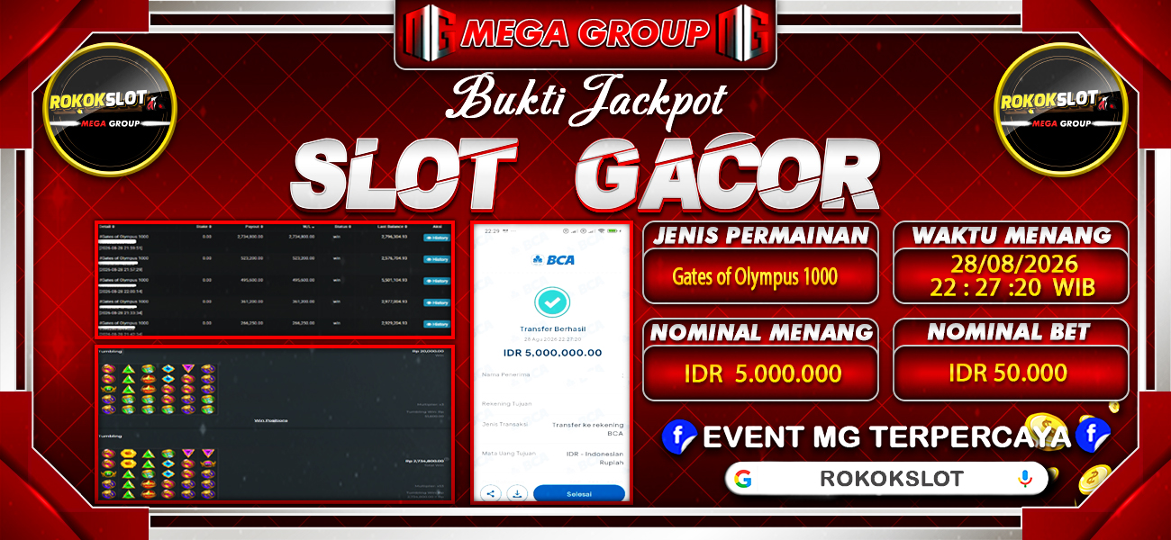 Bukti JP situs Rokokslot hari Jumat, 28 Agustus 2026