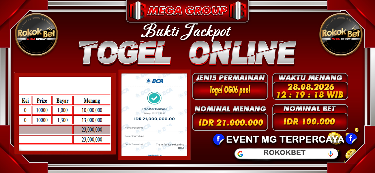 Bukti JP situs Rokokbet hari Jumat, 28 Agustus 2026