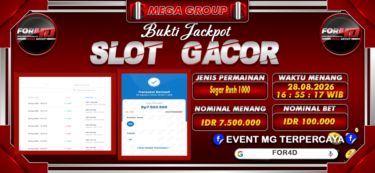 Bukti JP situs For4D hari Jumat, 28 Agustus 2026